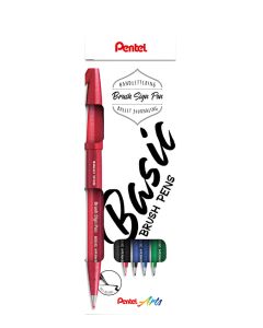 Pentel Brush Sign SES15C Set 4 Kleuren Zw-Rd-Bl-Gr